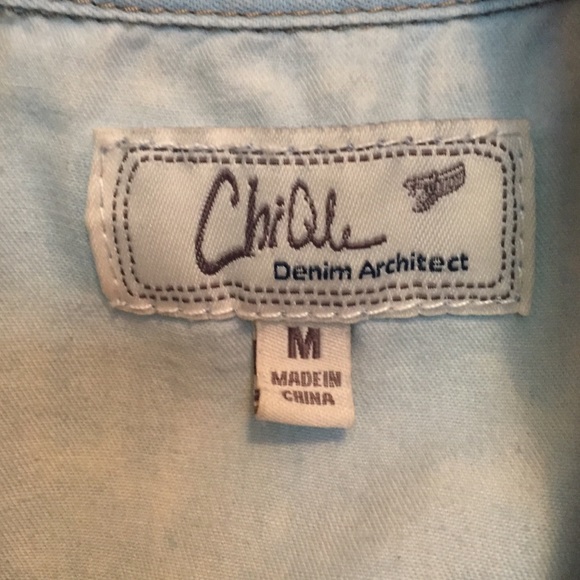 Denim Button Down Crochet-Back Top - Picture 3 of 3