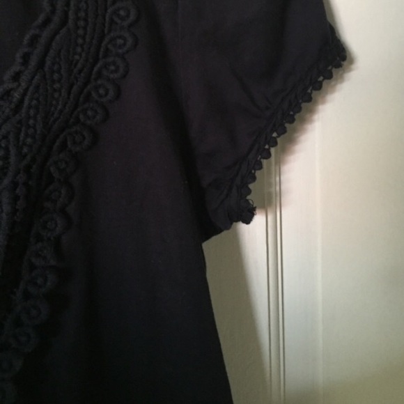 vintage crochet detail navy blue dress