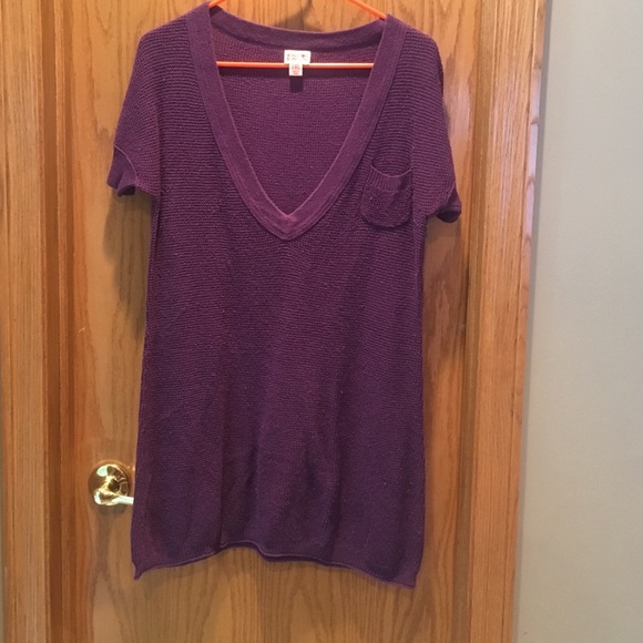 Purple short sleeve sweater dress