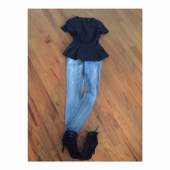 Faux Leather Peplum Top 💫💫💫