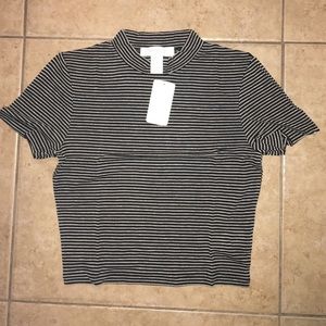 Shimmery striped cropped shirt from forever 21 :-)