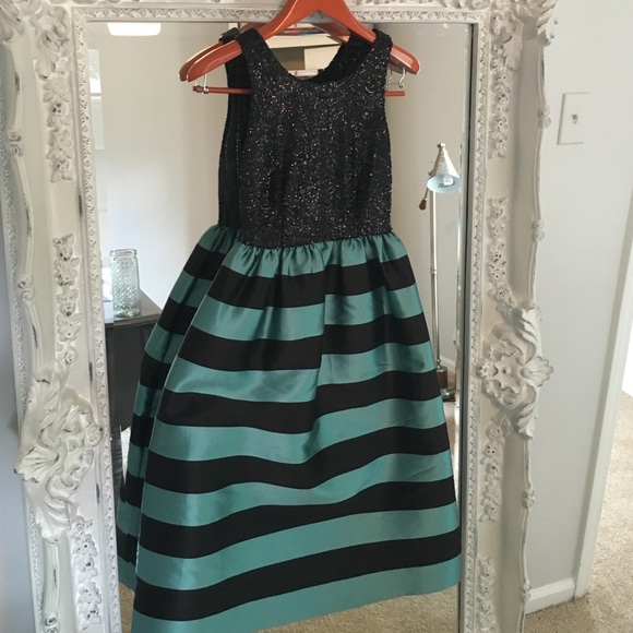 Anthropologie sequin, black and teal party dress.