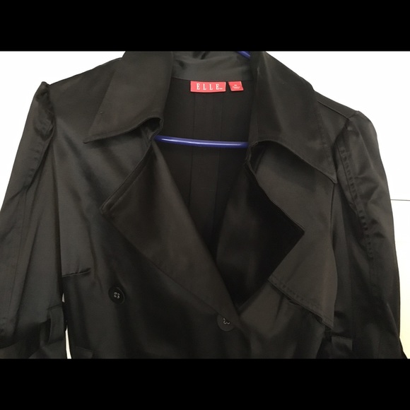 Elle black satin trench coat