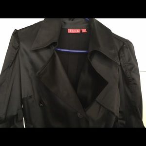 Elle black satin trench coat