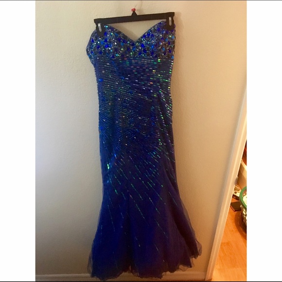 Blue Mermaid Prom Dress - Picture 5 of 7