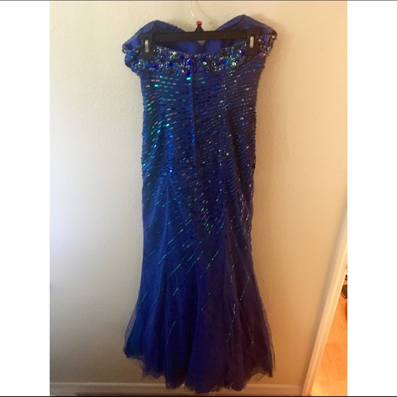 Blue Mermaid Prom Dress - Picture 6 of 7