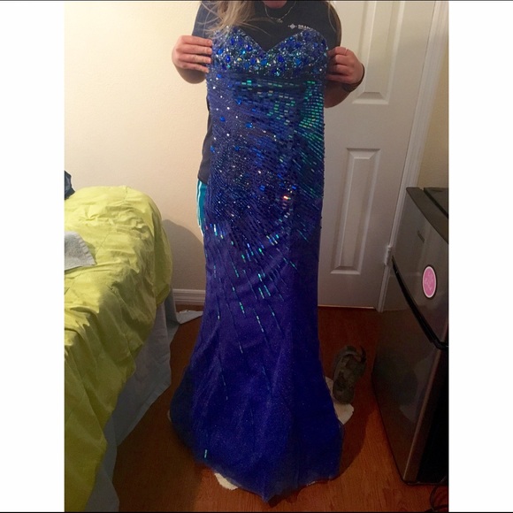 Blue Mermaid Prom Dress - Picture 7 of 7