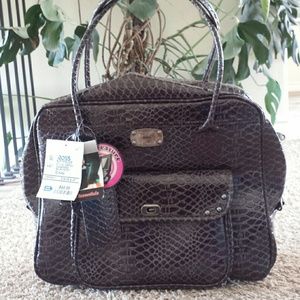 TOTES brown crocodile print office bag/carry on