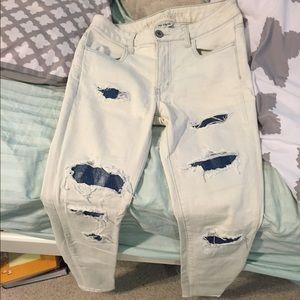 American Eagle distressed skinny high rise jeans
