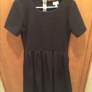 Lularoe XL Amelia black and tiny pink stripe