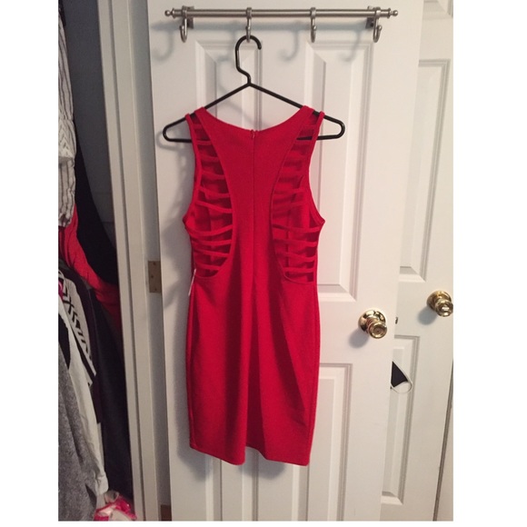 BRAND NEW! Red fitted open back dress