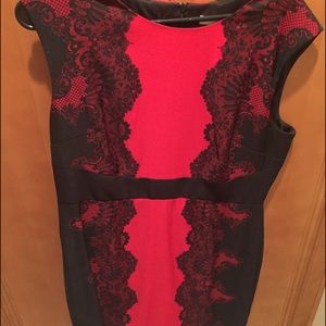 Black and red cap sleeve dress