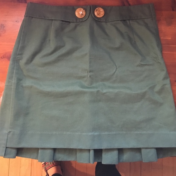 Elevenses Green Pleated Cotton Skirt Size 12