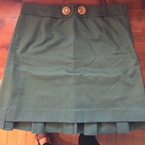 Elevenses Green Pleated Cotton Skirt Size 12