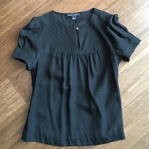 Banana Republic Sz 2 black silk blouse gold detail