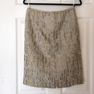 Calvin Klein Metallic Gold Print Pencil Skirt
