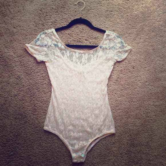 Pink lace leotard top