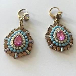 Betsey Johnson blue, pink, and gold earrings