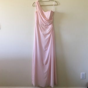 After Six bridesmaid dress in blush.