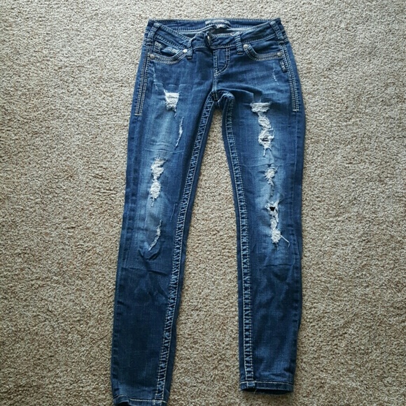 Distressed Silver Jeans Size 26