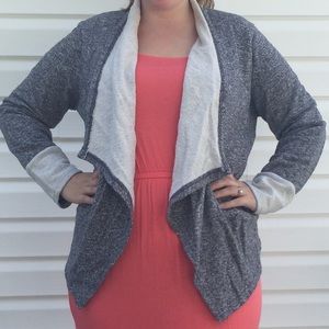 Size XL Grey Sweatshirt Open-Front Cardigan