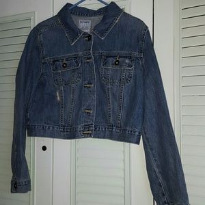 Distressed jean jacket