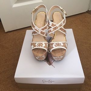 Jessica Simpson Floral White Heels