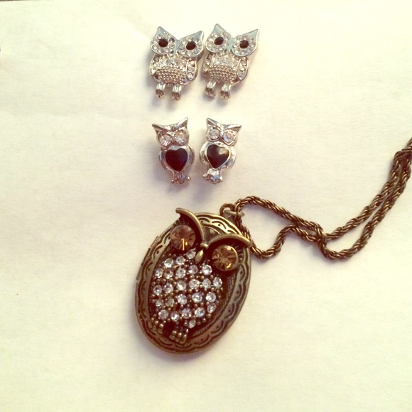 Jewelry - Owl earrings and necklace bundle!