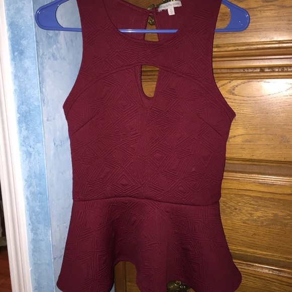 Maroon Patterned Peplum Top