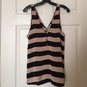 Joie Black, Tan, and Orange Striped Racerback Top