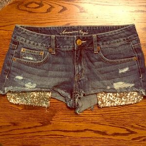 American Eagle cut off shorts with sequins pockets