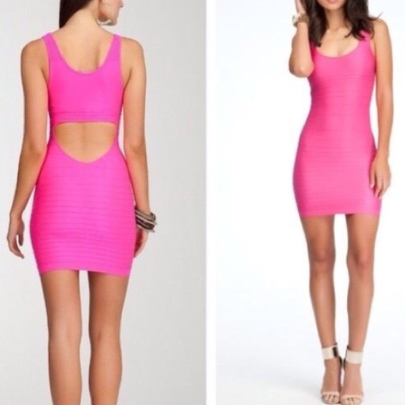 bebe Dresses & Skirts - Bebe Bodycon Minidress (Back Cutout Shine Dress)