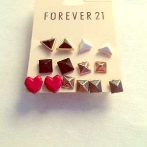 Triangle, square and heart shaped earrings