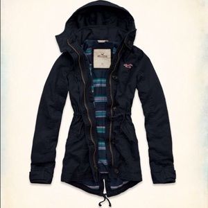 long navy blue hollister coat
