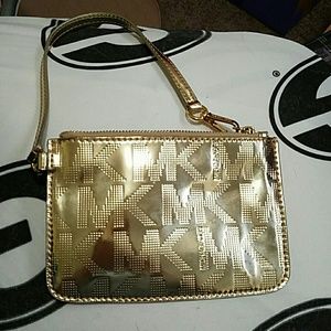 Gold metallic wristlet