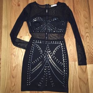 ArdenB mesh black stud dress