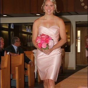 Bill Levkoff Pink Satin strapless dress
