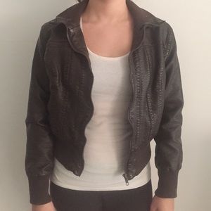 Dark Brown Faux Leather Jacket