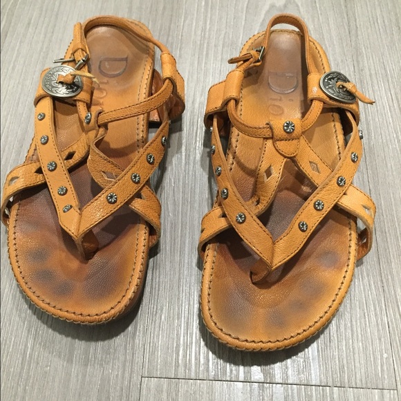 Christian Dior conchos sandals sz 39.5 leather - Picture 1 of 4