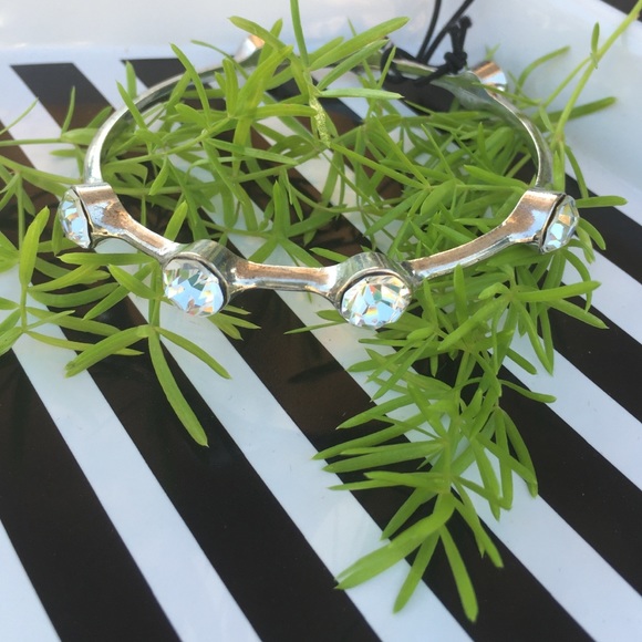 Silver Rhinestone Stud Bangle - Picture 2 of 4
