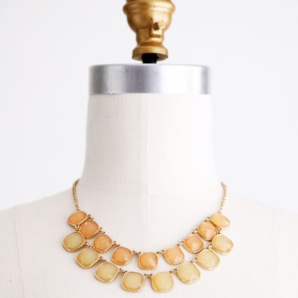 Peach and gold statement necklace - unbranded