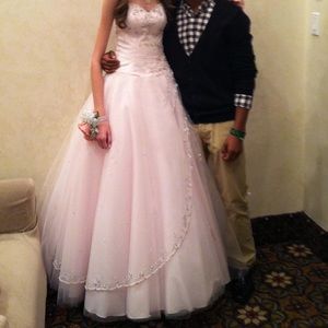 Light pink sweet 16 dress.