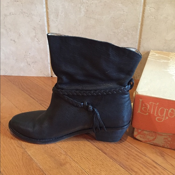 Black leather booties