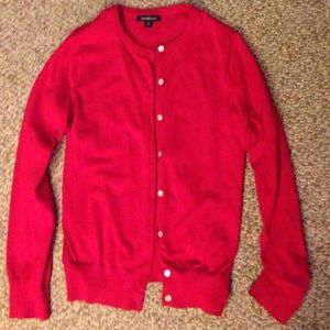 Lands End red cardigan