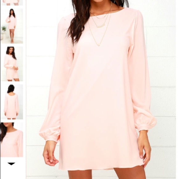Lulu's blush pink long sleeve shift dress