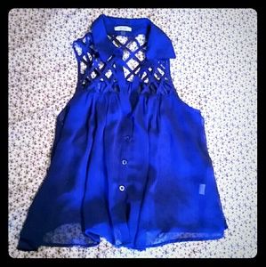 Blue Caged Top
