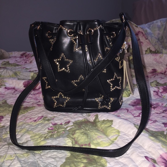 Betsy Johnson black bucket bag