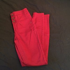 Red High Waisted Skinny Jeans