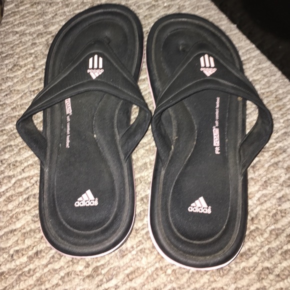 Adidas Fit Foam Black Pink Sandals Sz 9