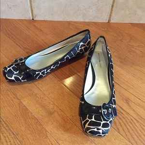 Black and Tan animal print calf hair shoes.